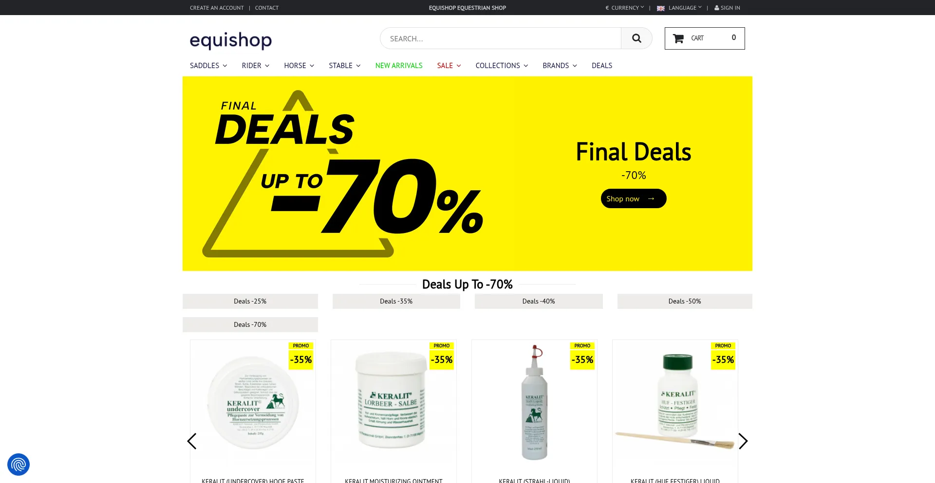 Website screenshot of Equishop.com