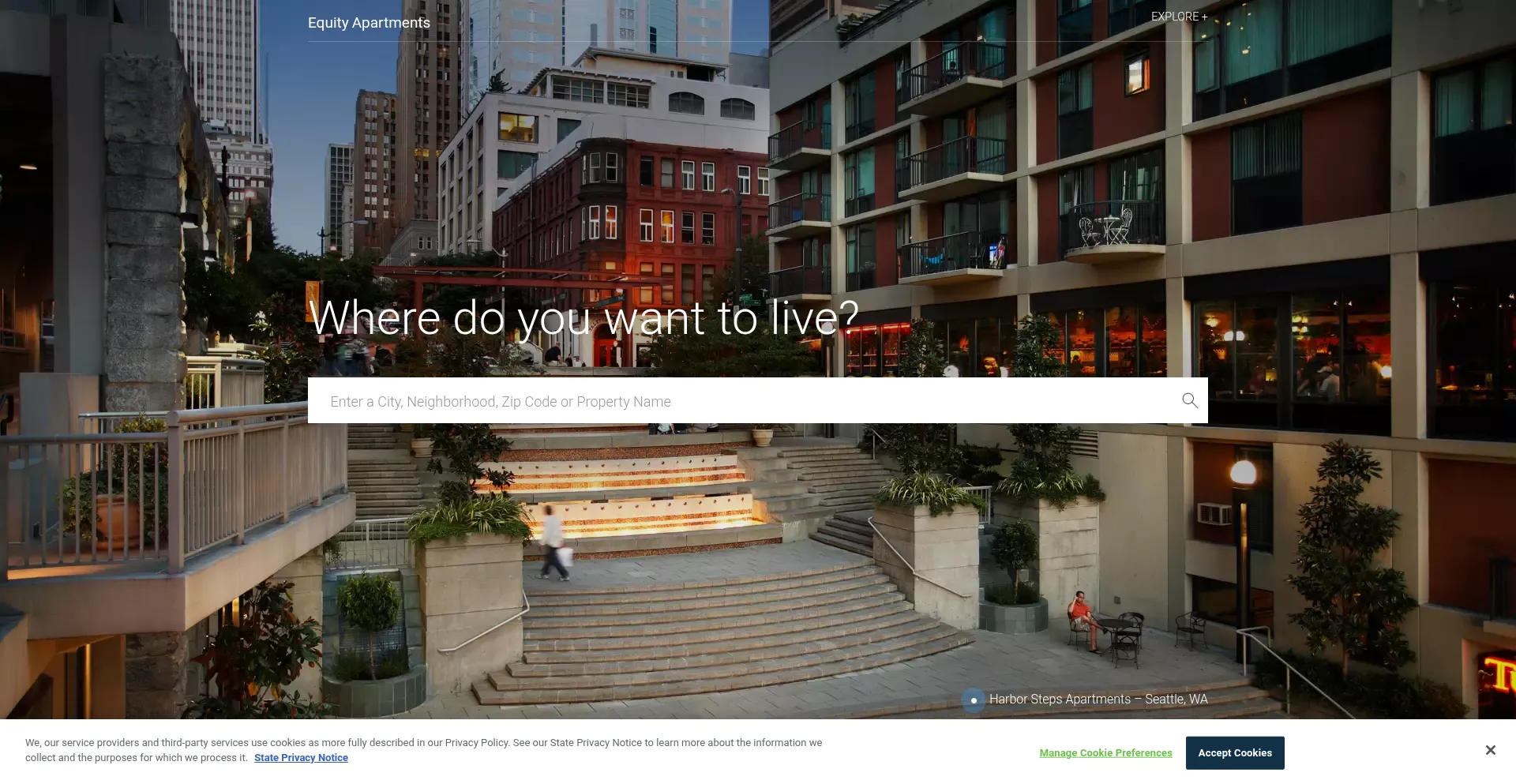 Website screenshot of Equityapartments.com