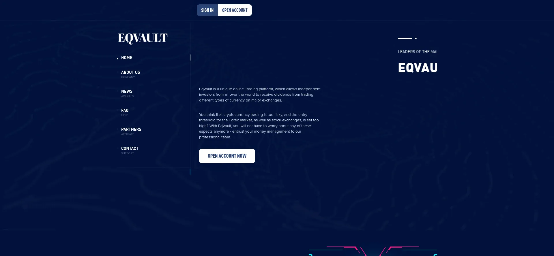 Website screenshot of Eqvault.pro