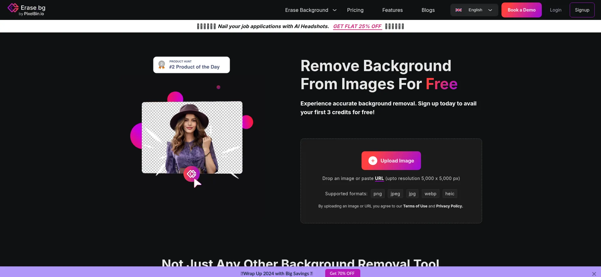 Website screenshot of Erase.bg