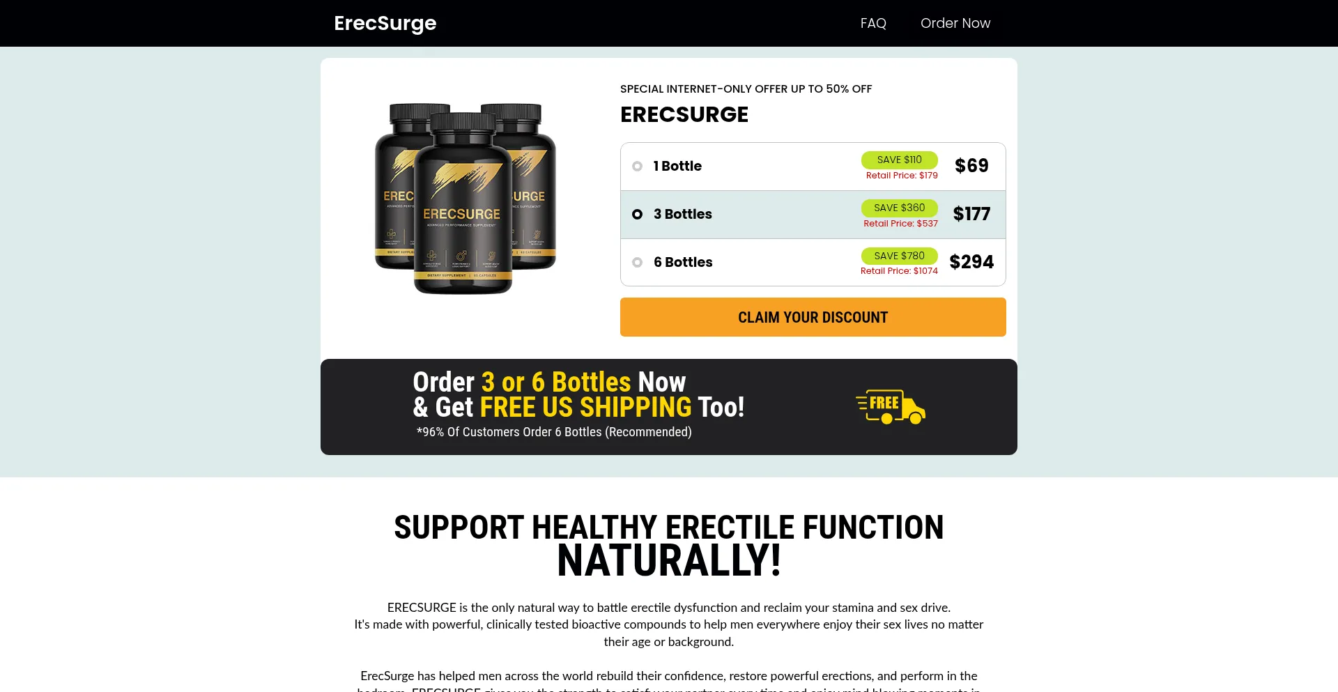 Website screenshot of Erecsurge.com