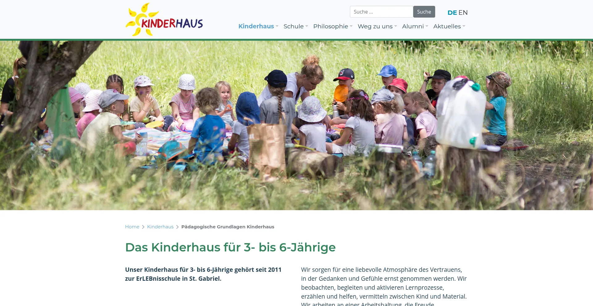 Website screenshot of Erlebnisschule.at