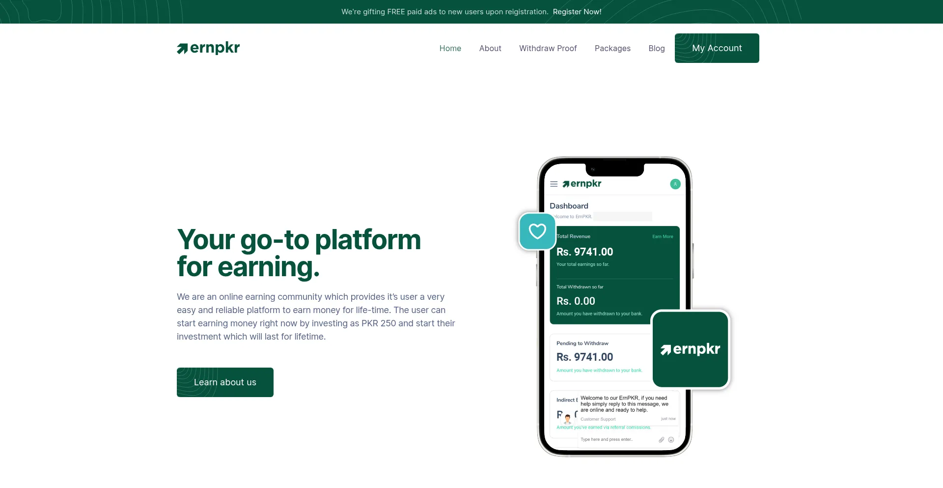 Website screenshot of Ernpkr.com