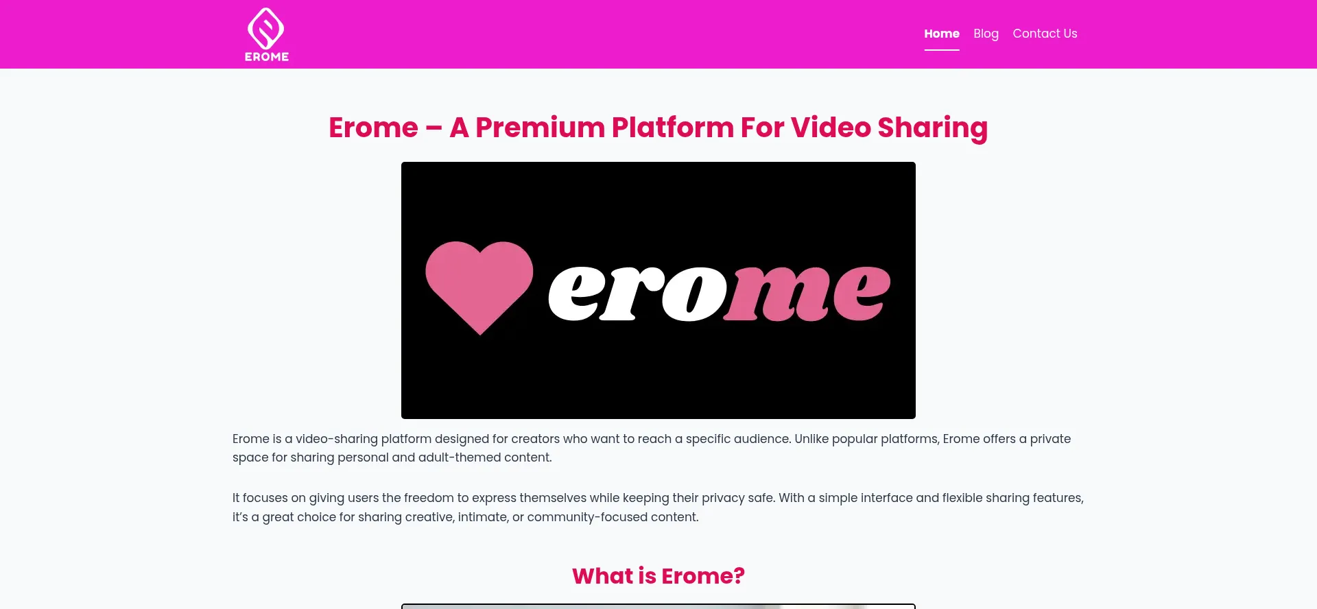 Website screenshot of Eromeapp.com