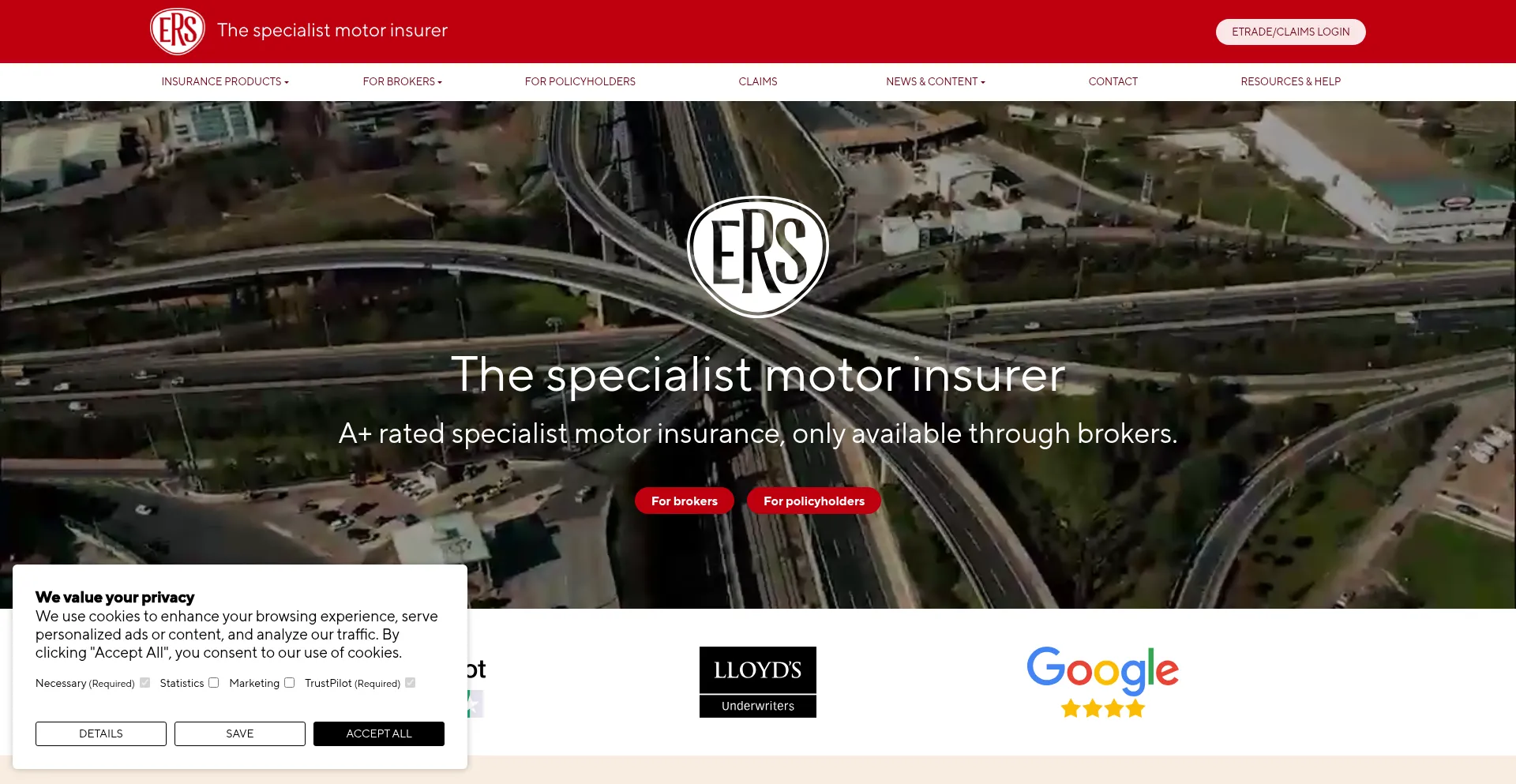 Website screenshot of Ers.com