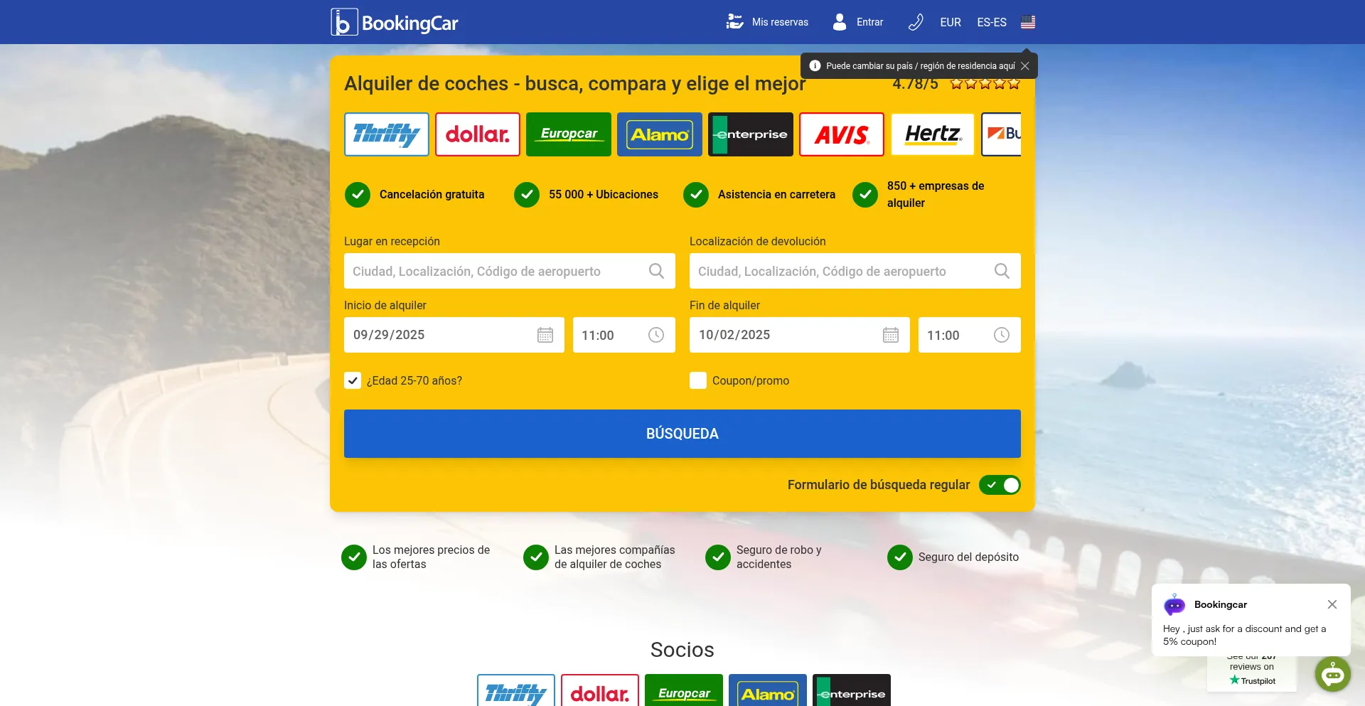 Es.bookingcar-europe.com Screenshot