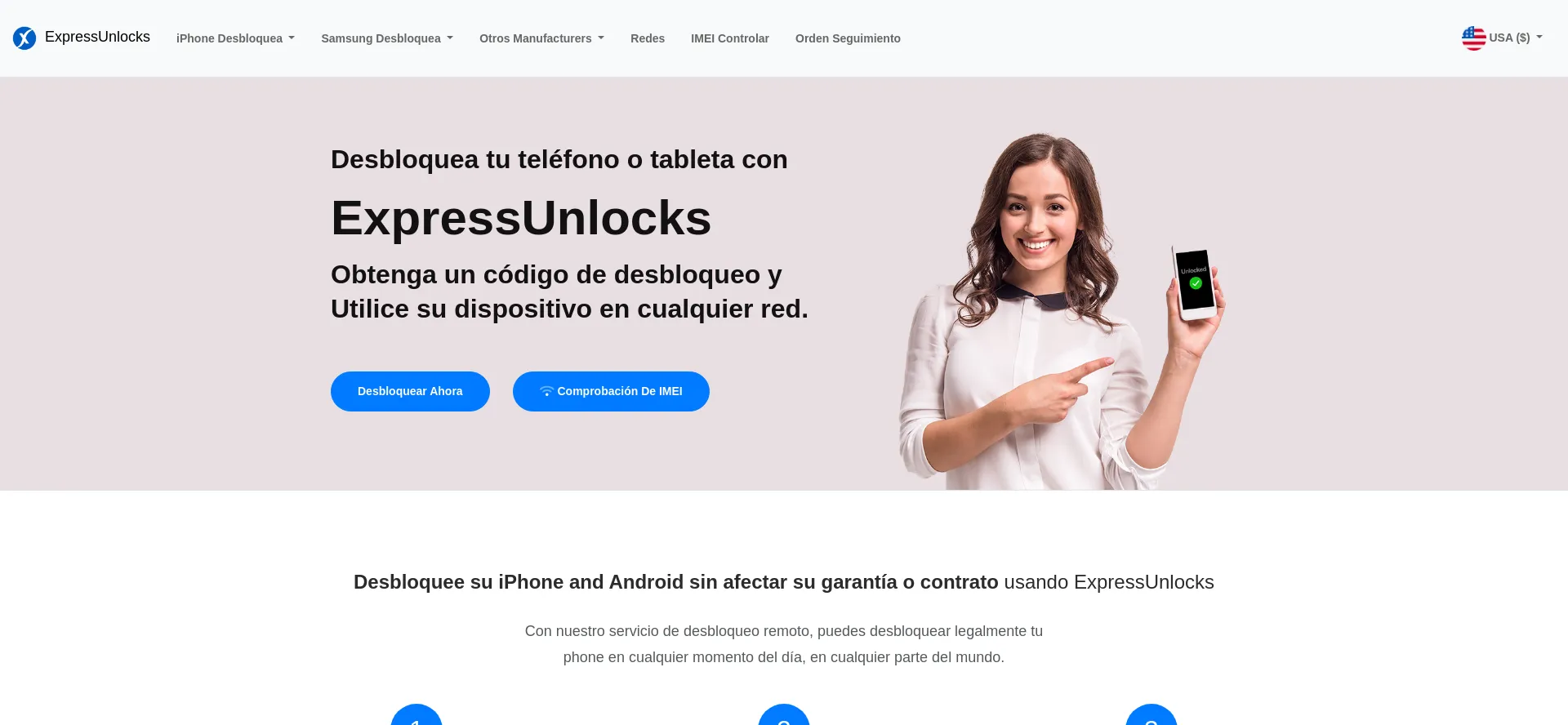 Website screenshot of Es.expressunlocks.com