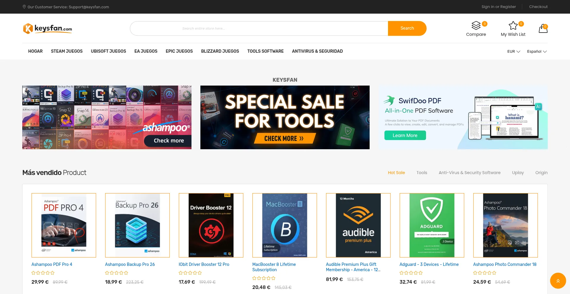 Website screenshot of Es.keysfan.com