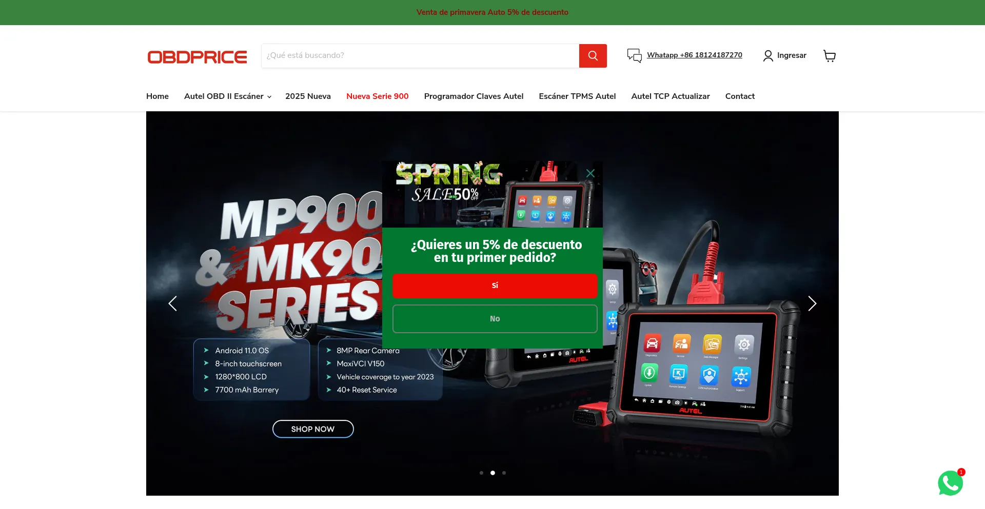 Website screenshot of Es.obdprice.eu