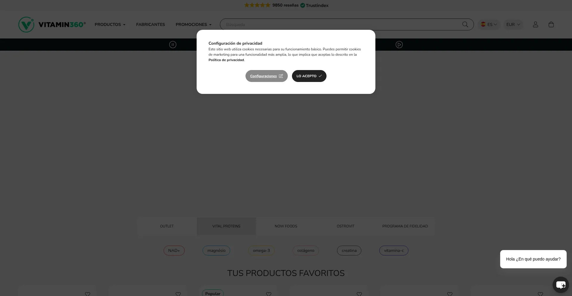 Website screenshot of Es.vitamin360.com
