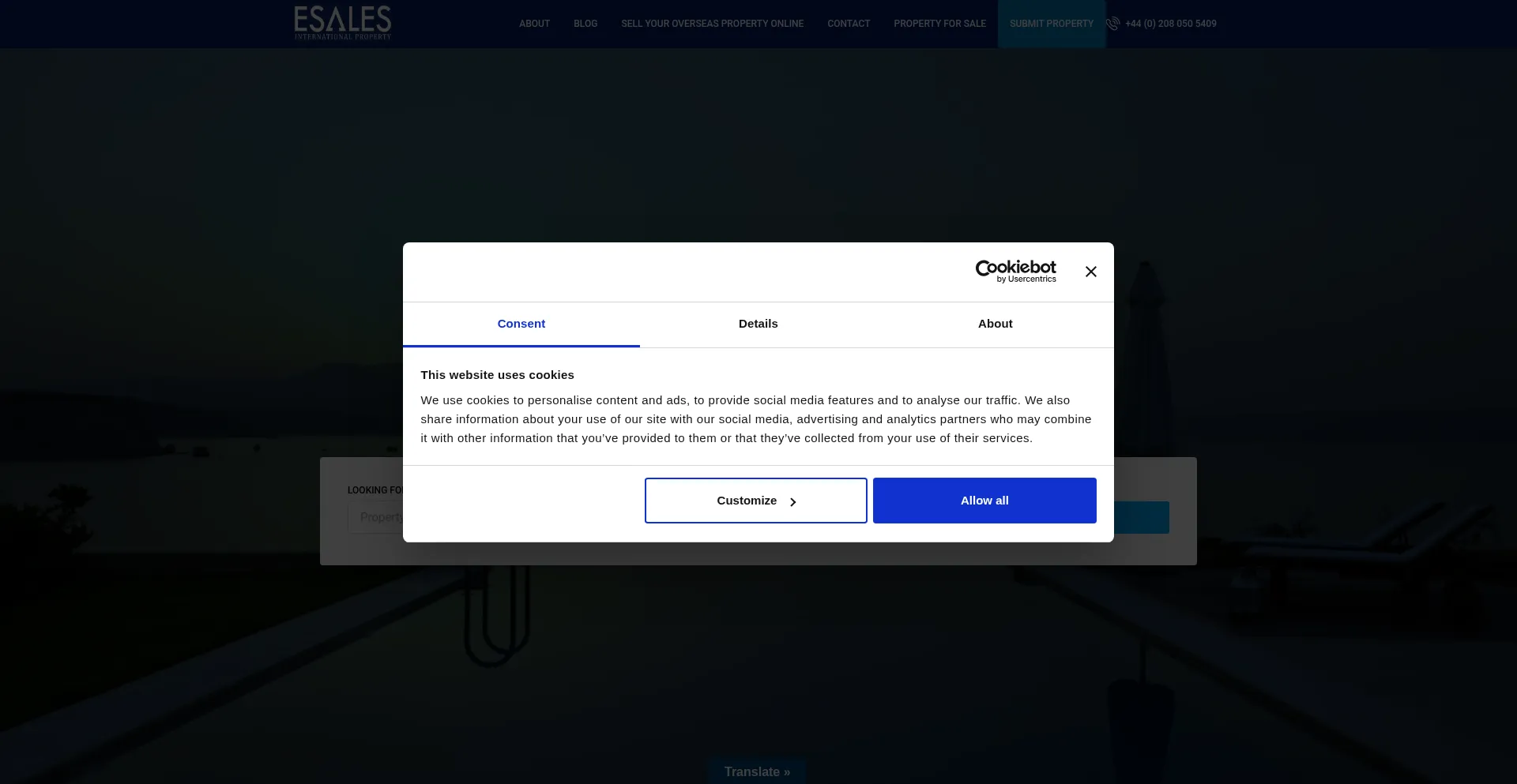 Website screenshot of Esalesinternational.com