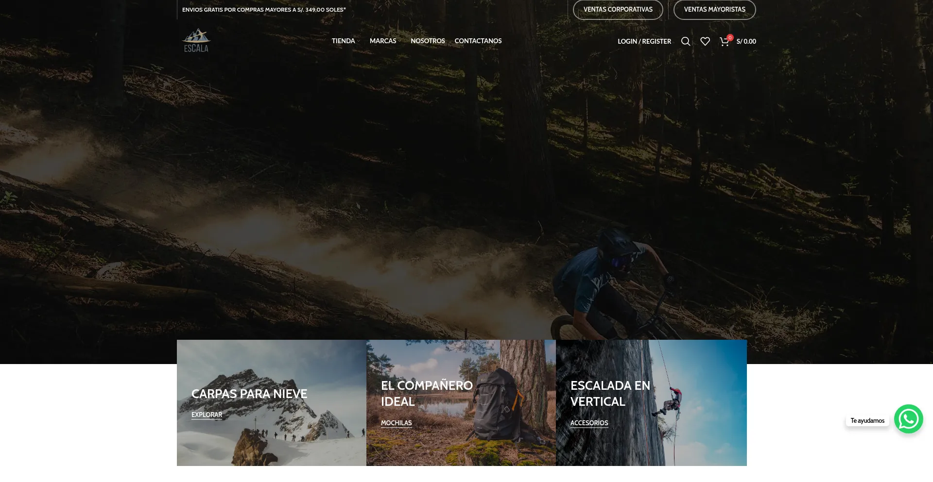 Website screenshot of Escalaoutdoorperu.com
