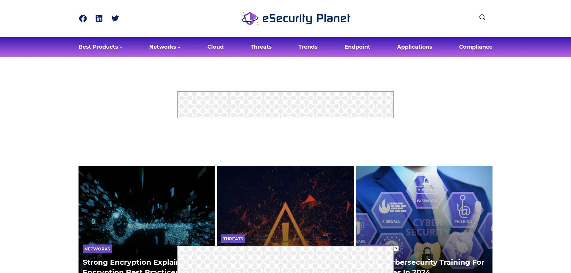 Website screenshot of Esecurityplanet.com