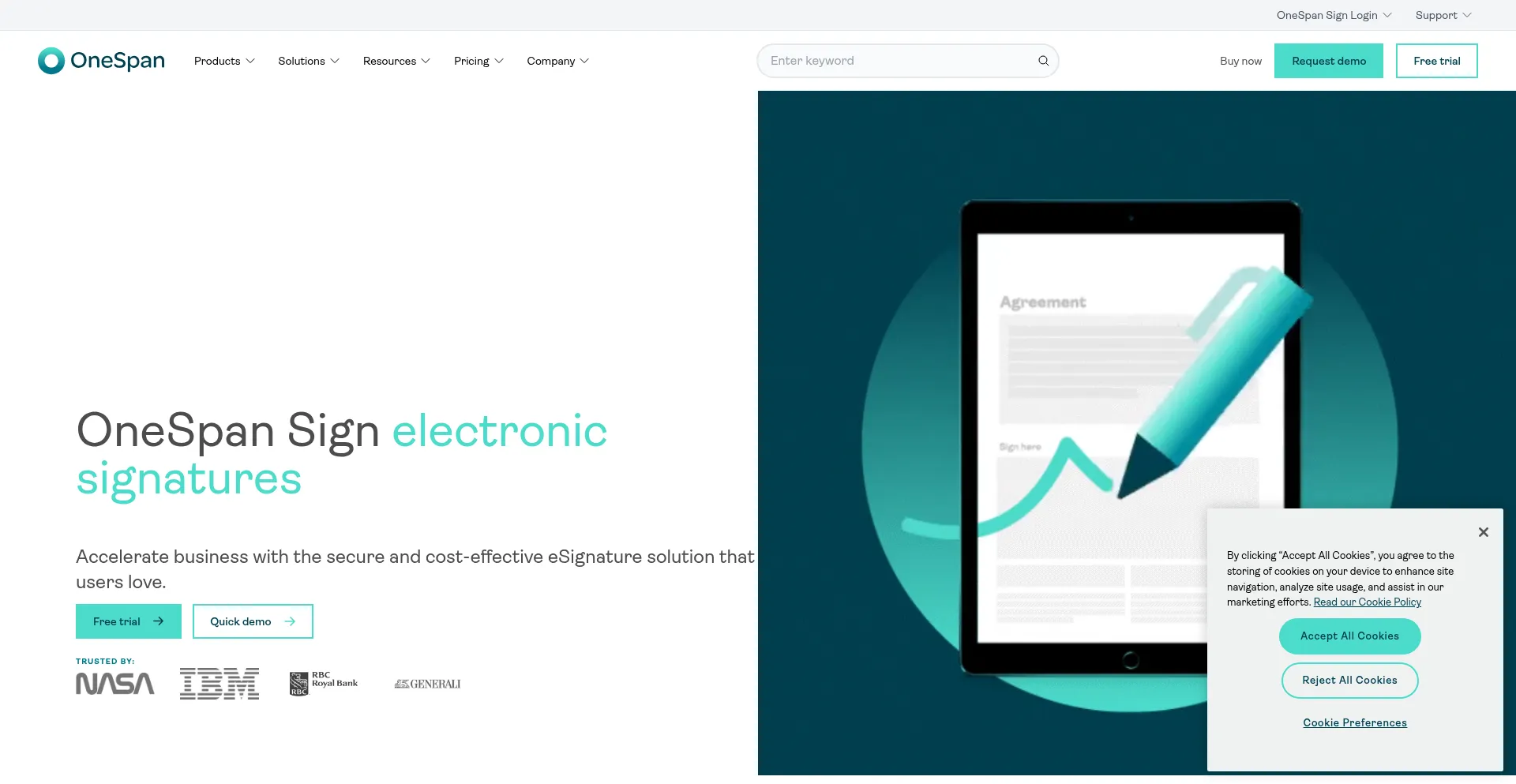 Website screenshot of Esignlive.com