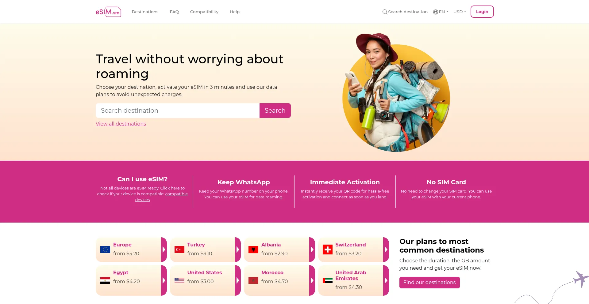 Website screenshot of Esim.sm