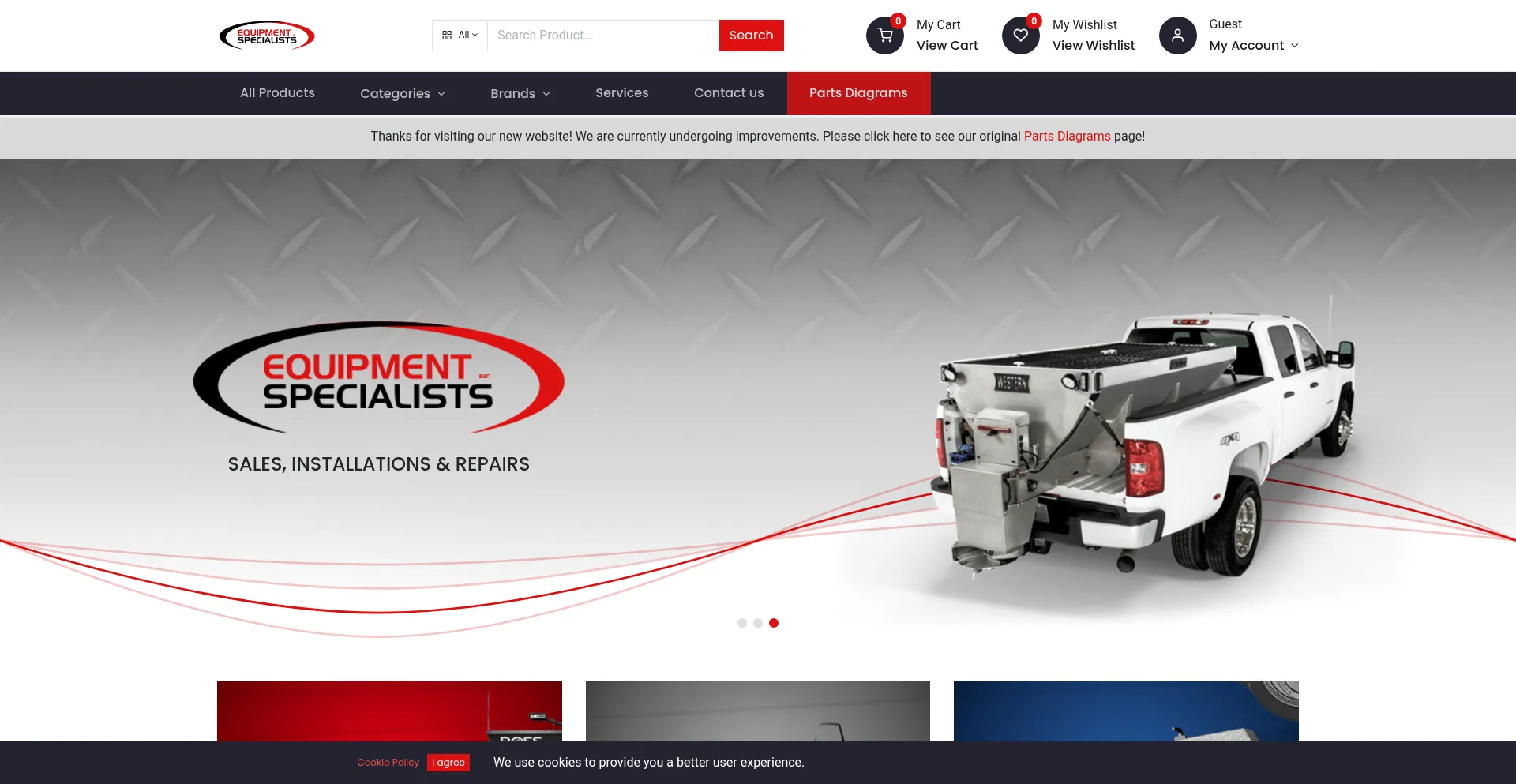 Website screenshot of Esitrucks.com