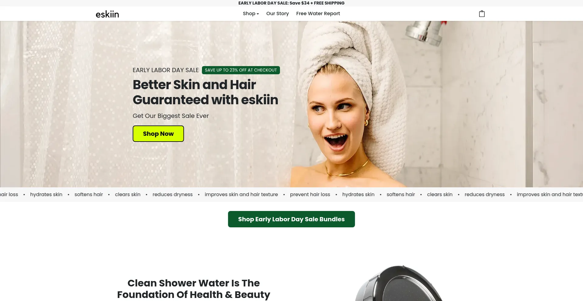 Website screenshot of Eskiin.com