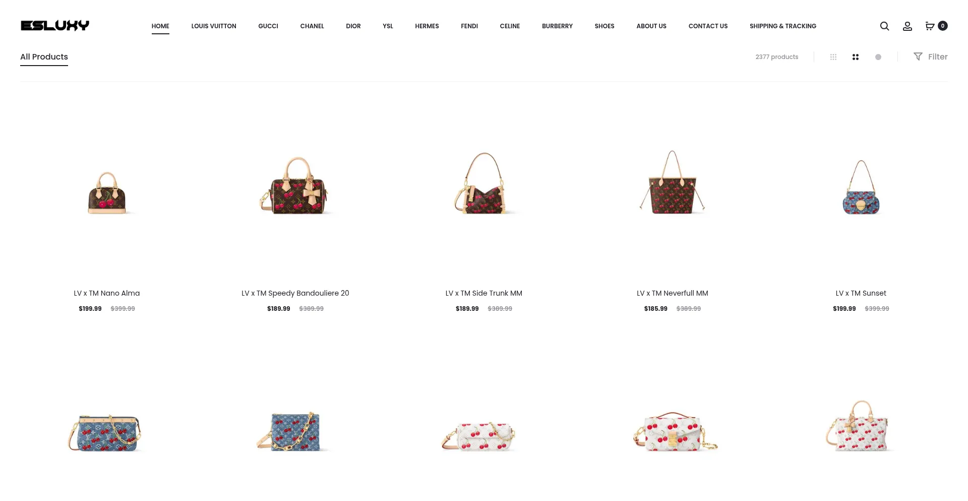 Website screenshot of Esluxy.com