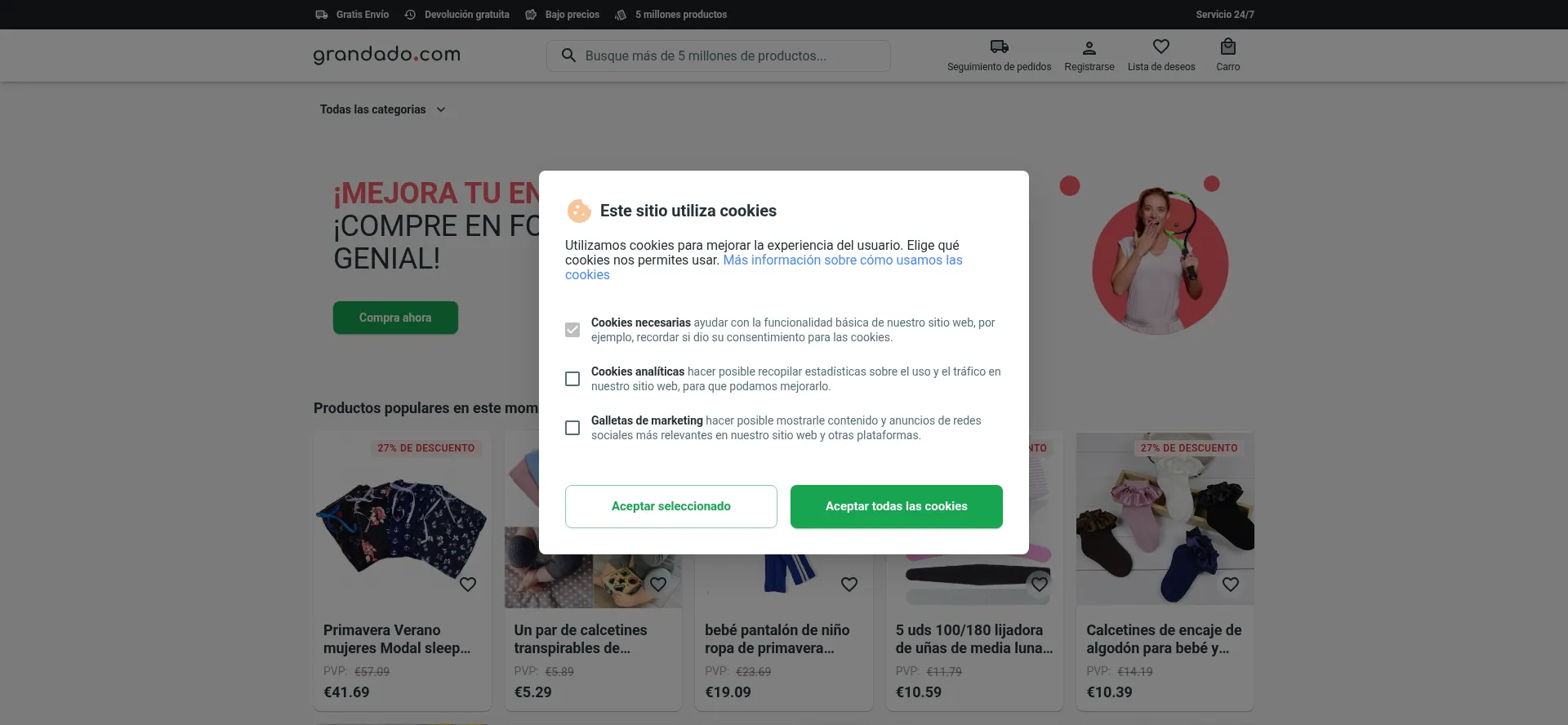 Website screenshot of Esp.grandado.com