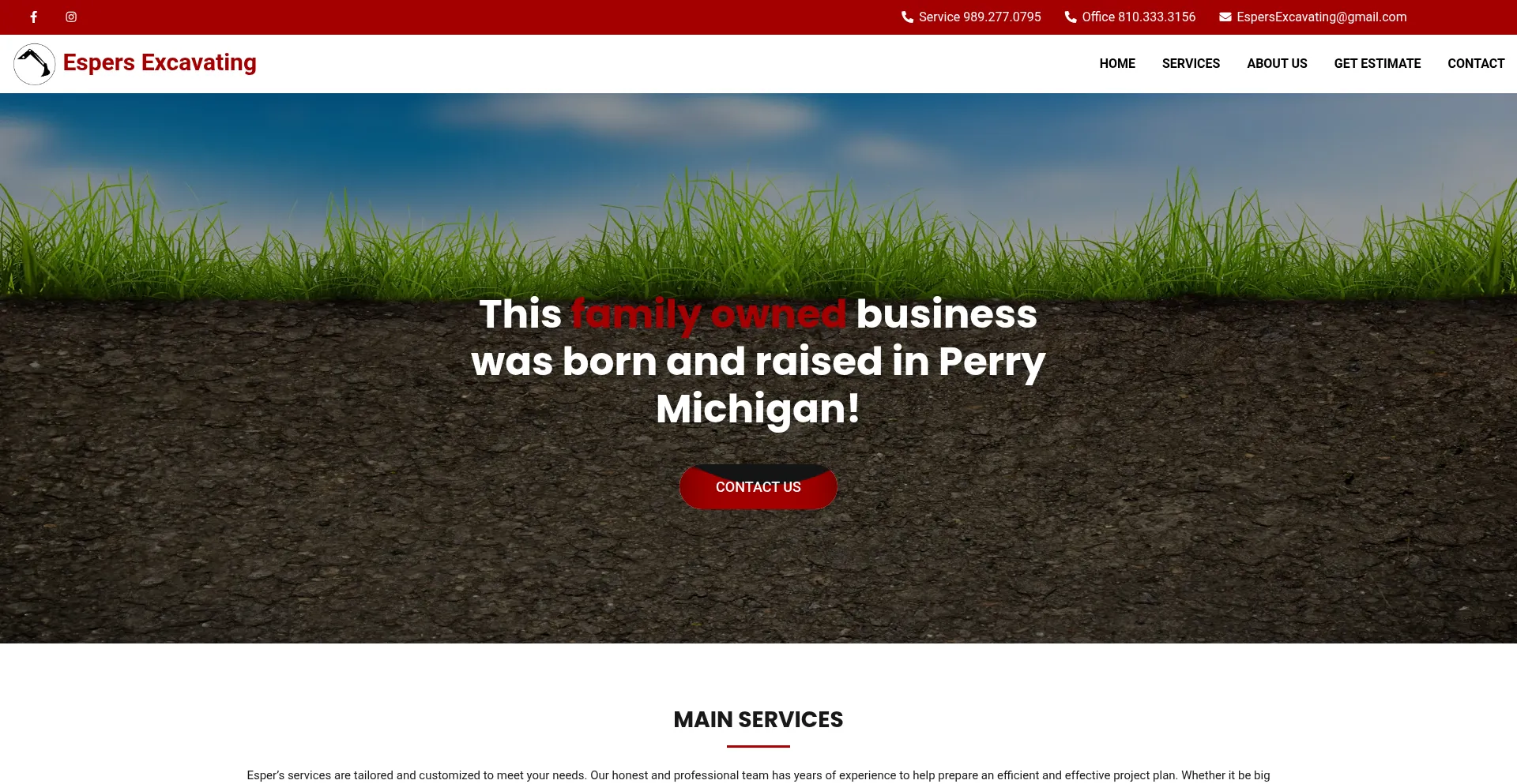 Espersexcavating.com Screenshot