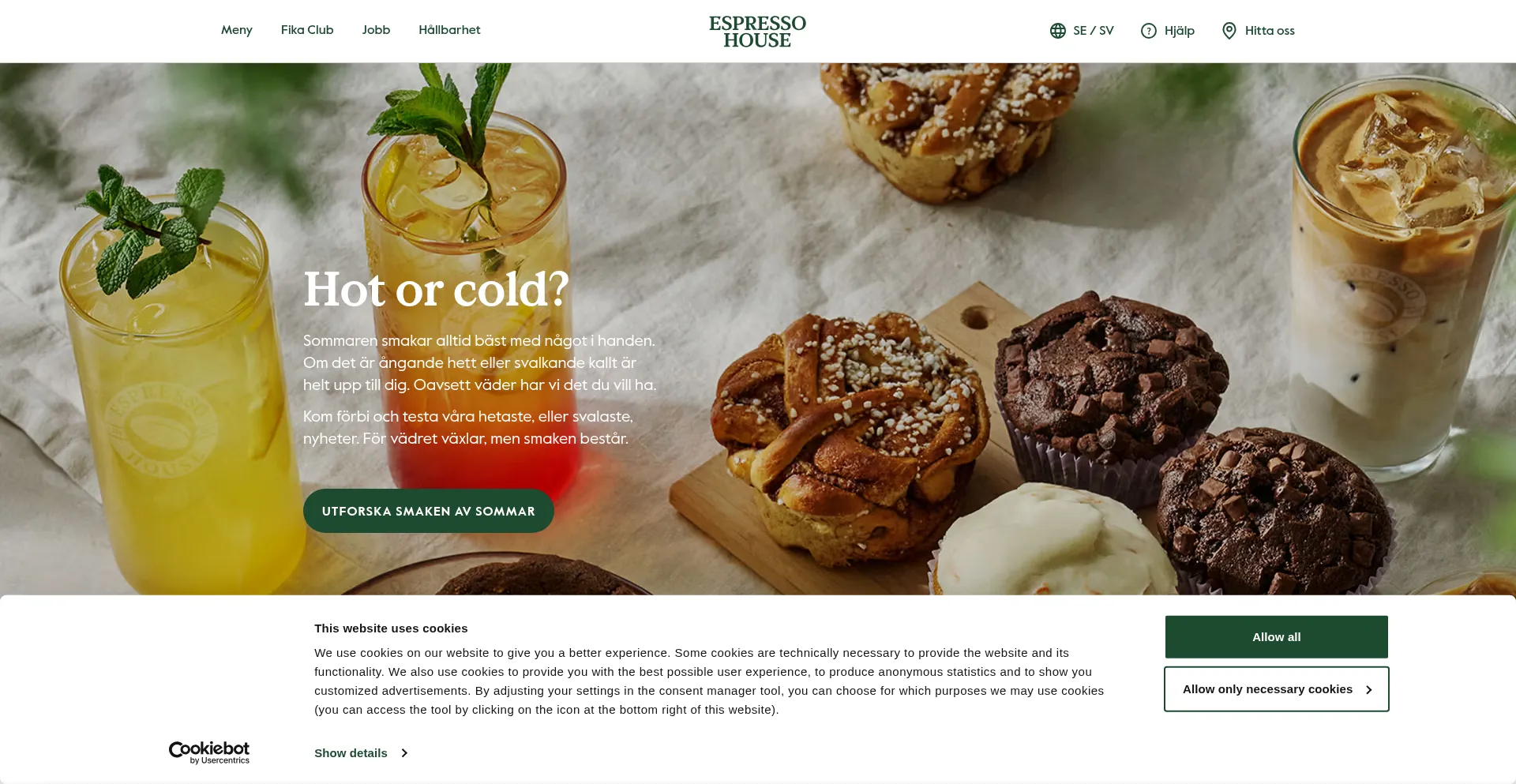 Website screenshot of Espressohouse.com