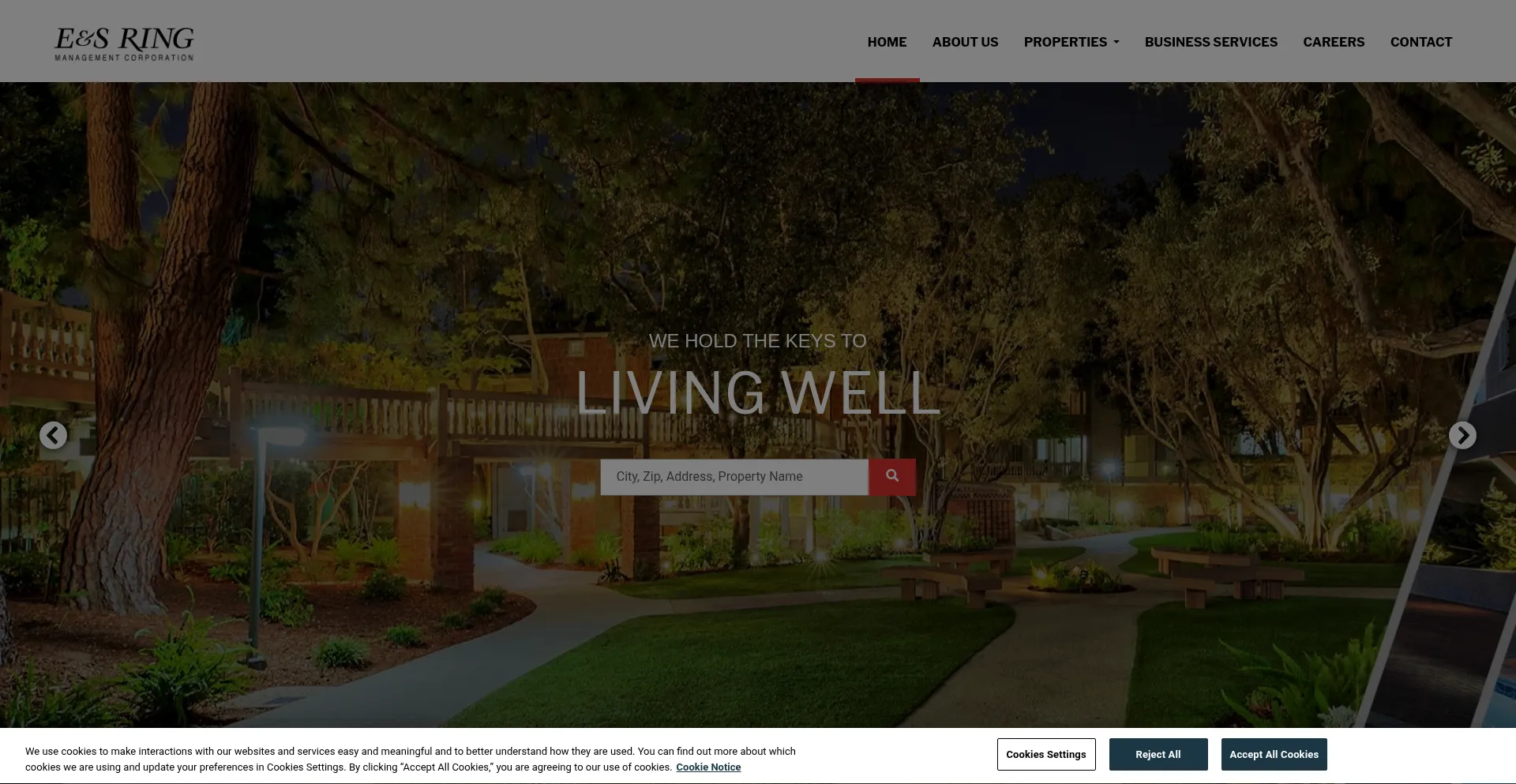 Website screenshot of Esring.com