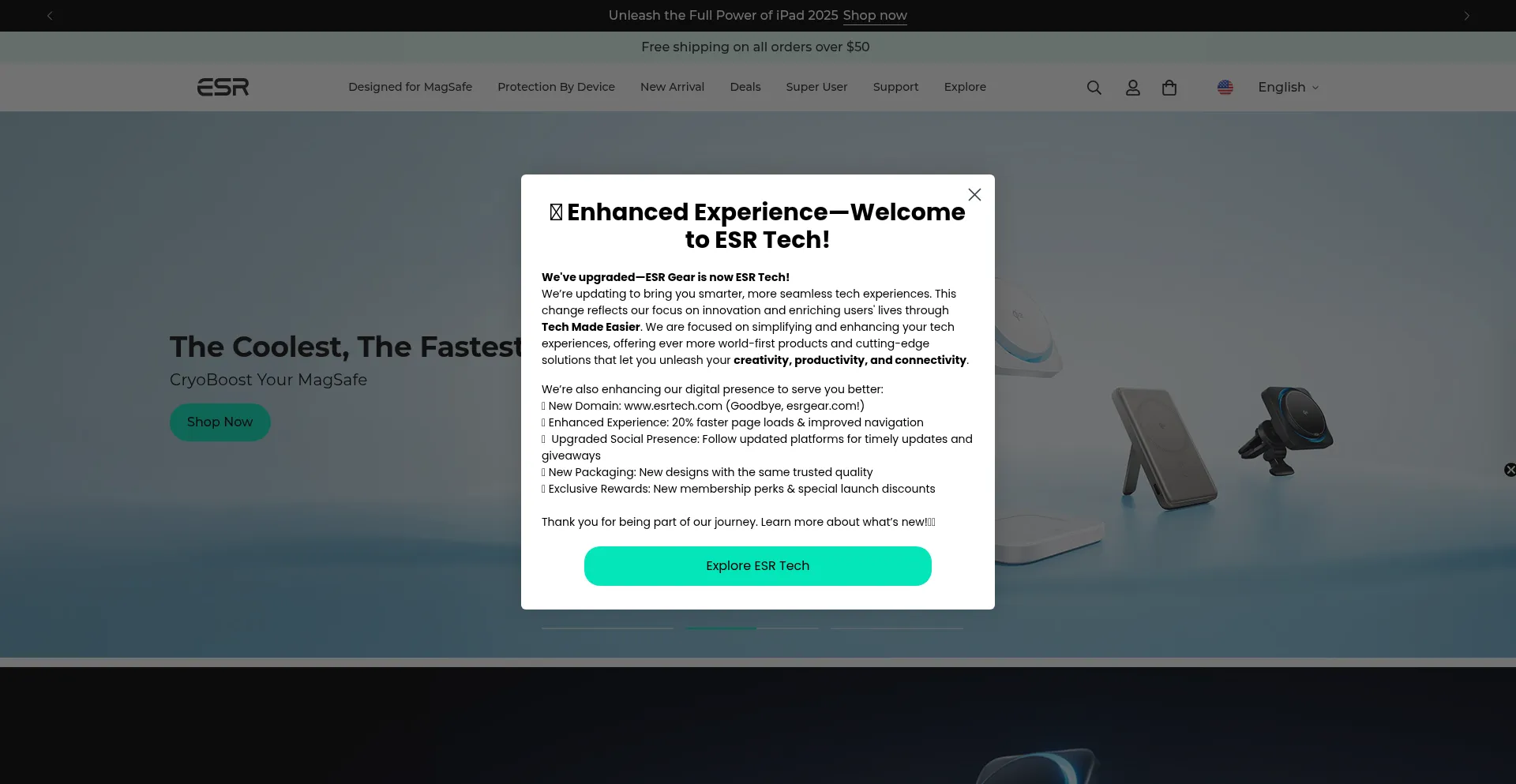Website screenshot of Esrtech.com