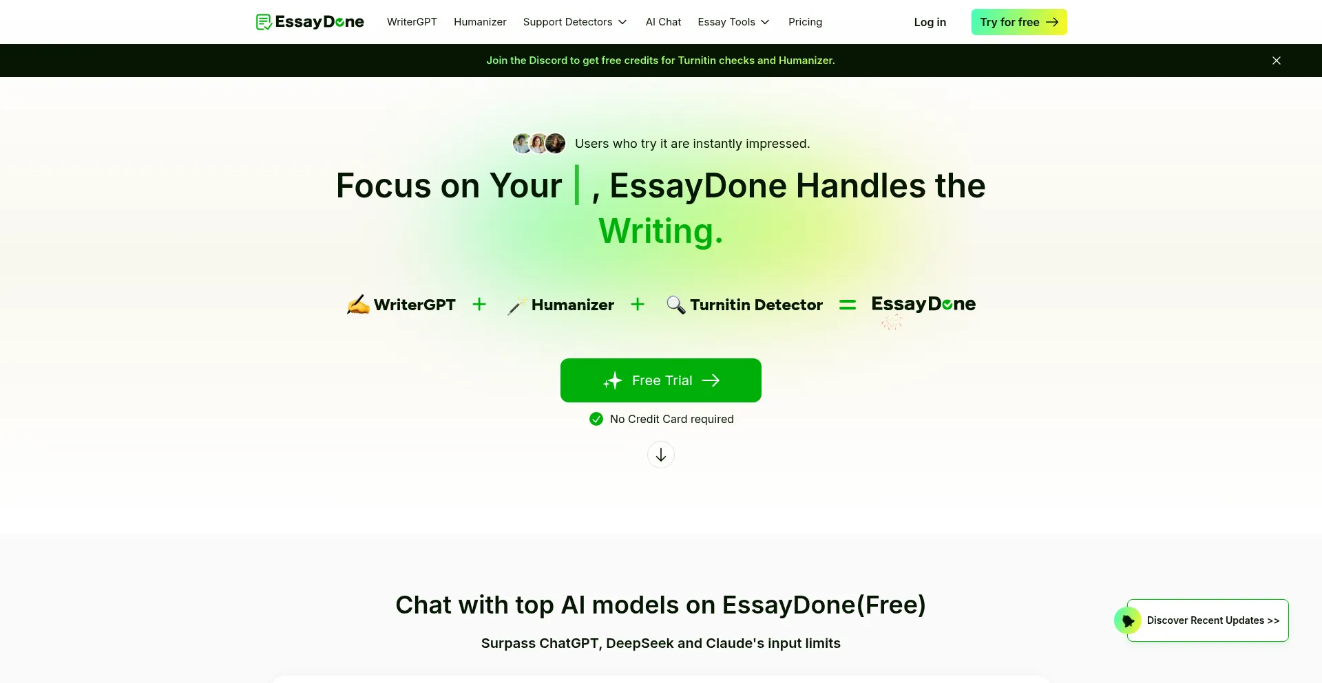 Website screenshot of Essaydone.ai