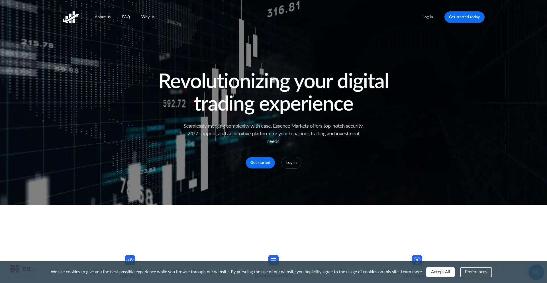 Website screenshot of Essencemarkets.net
