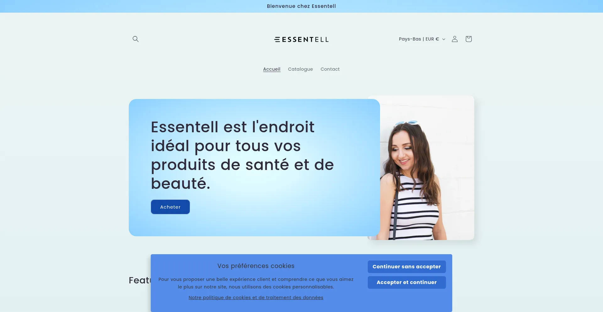 Website screenshot of Essentell.com