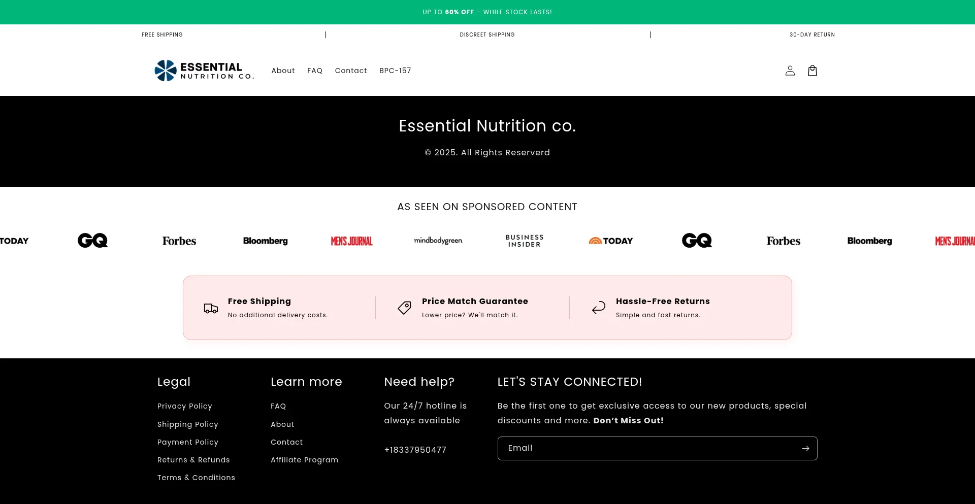 Website screenshot of Essentialnutrition.co