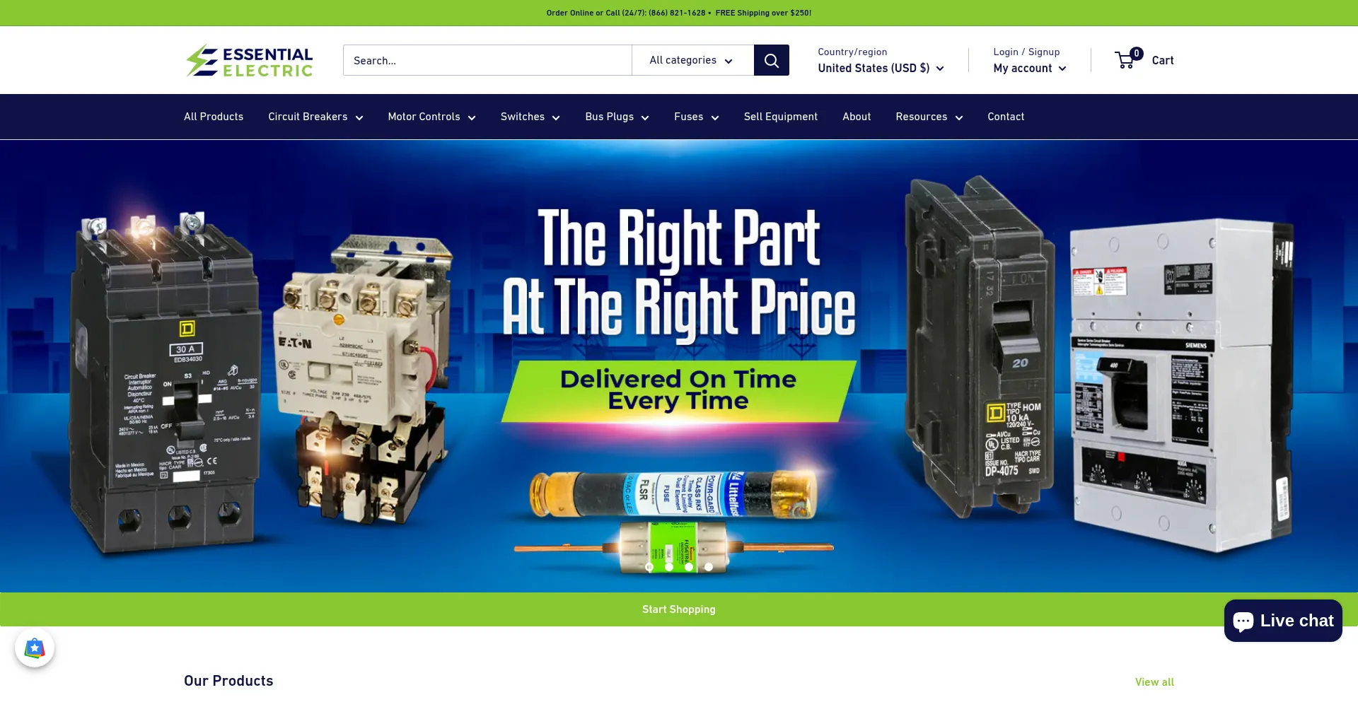 Website screenshot of Essentialparts.com