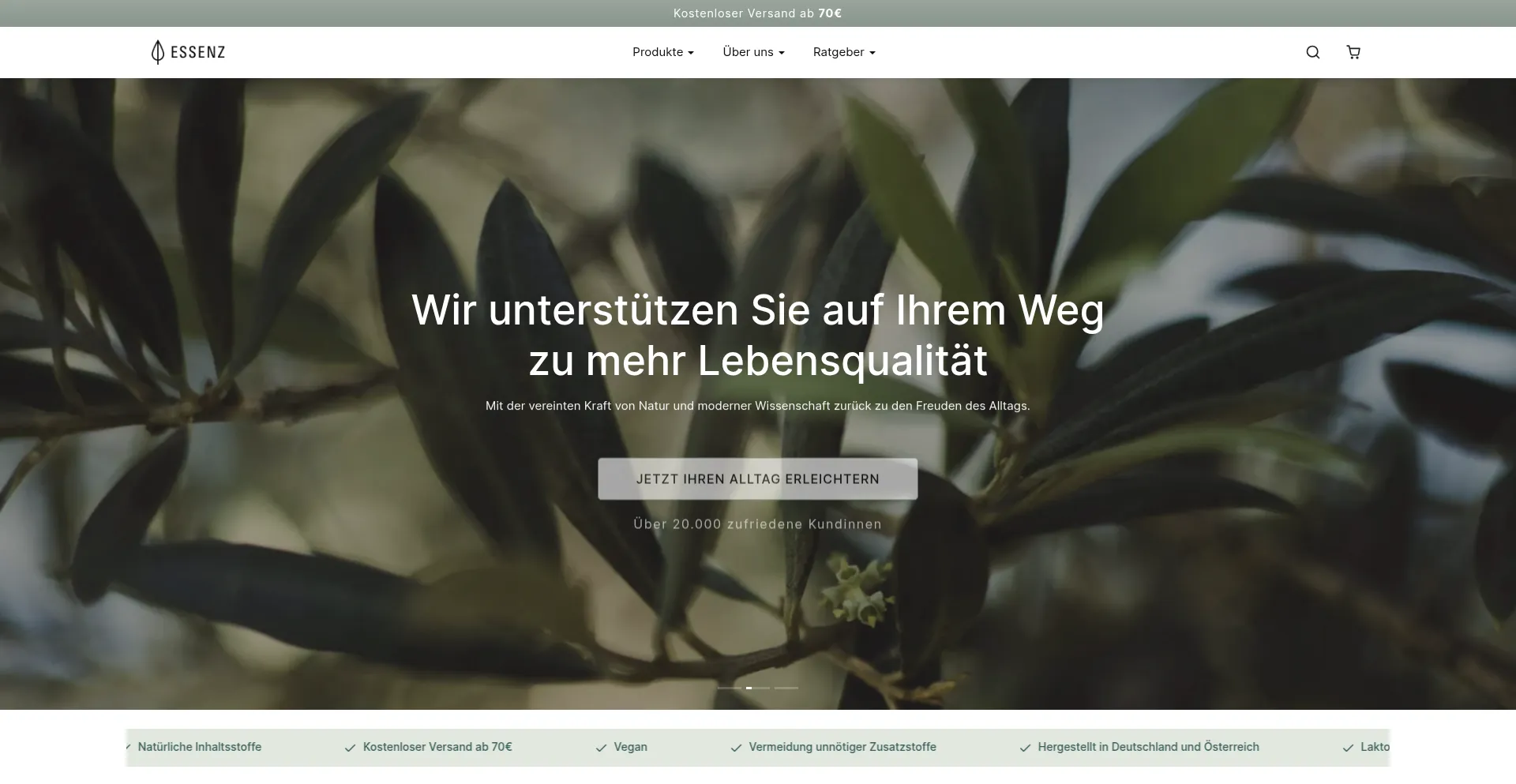Website screenshot of Essenzshop.com