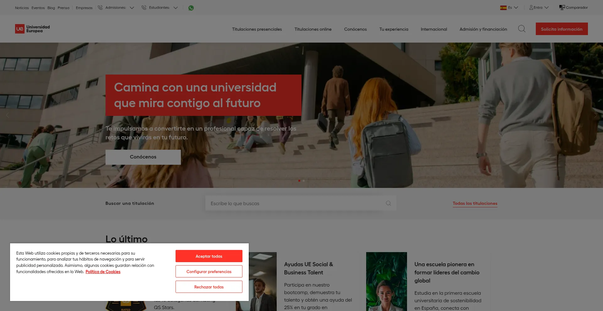 Website screenshot of Estudiar.universidadeuropea.com