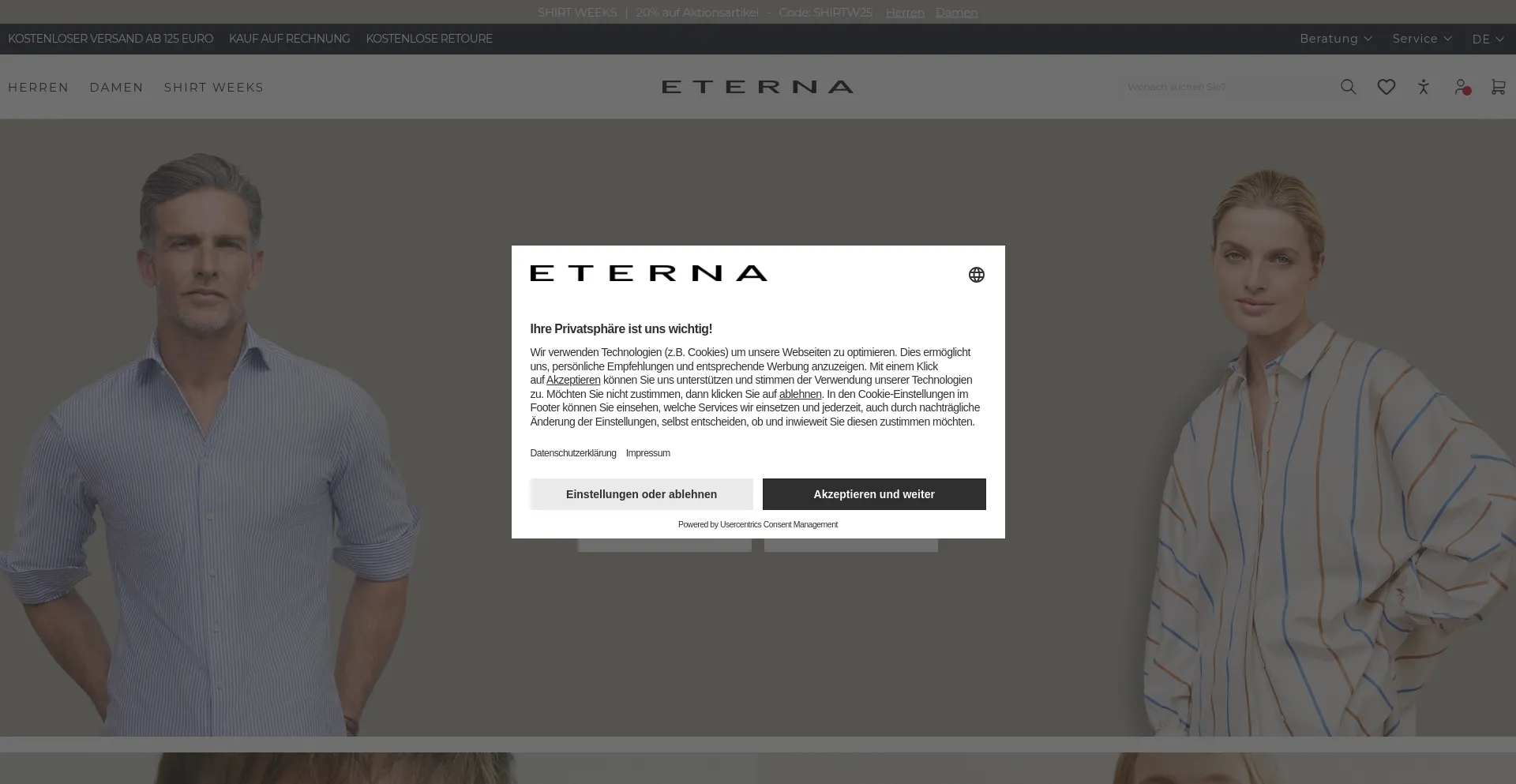 Website screenshot of Eterna.de