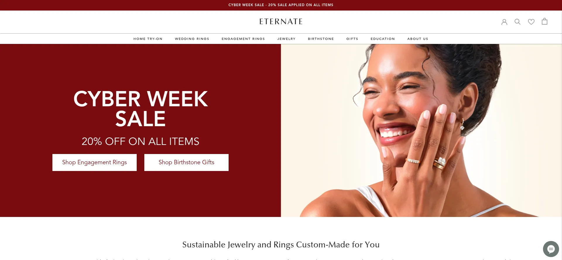 Website screenshot of Eternate.com