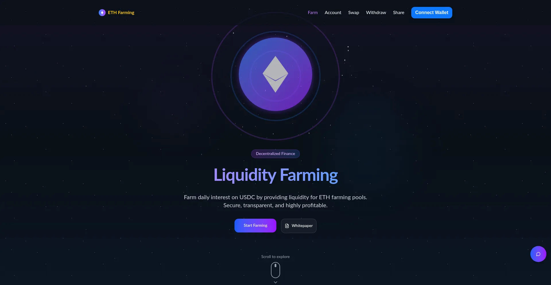 Website screenshot of Eth-farm.vip