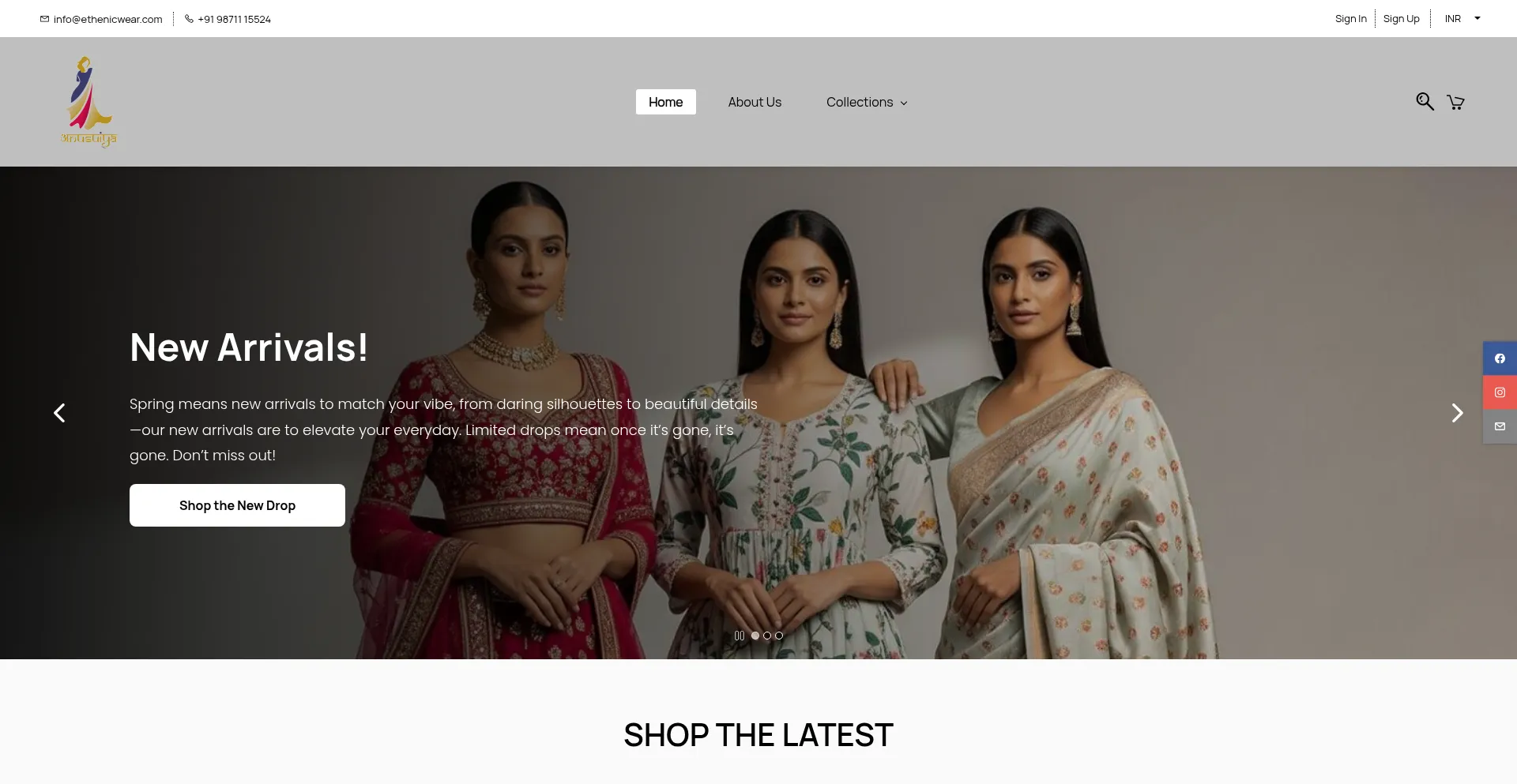 Website screenshot of Ethenicwear.com