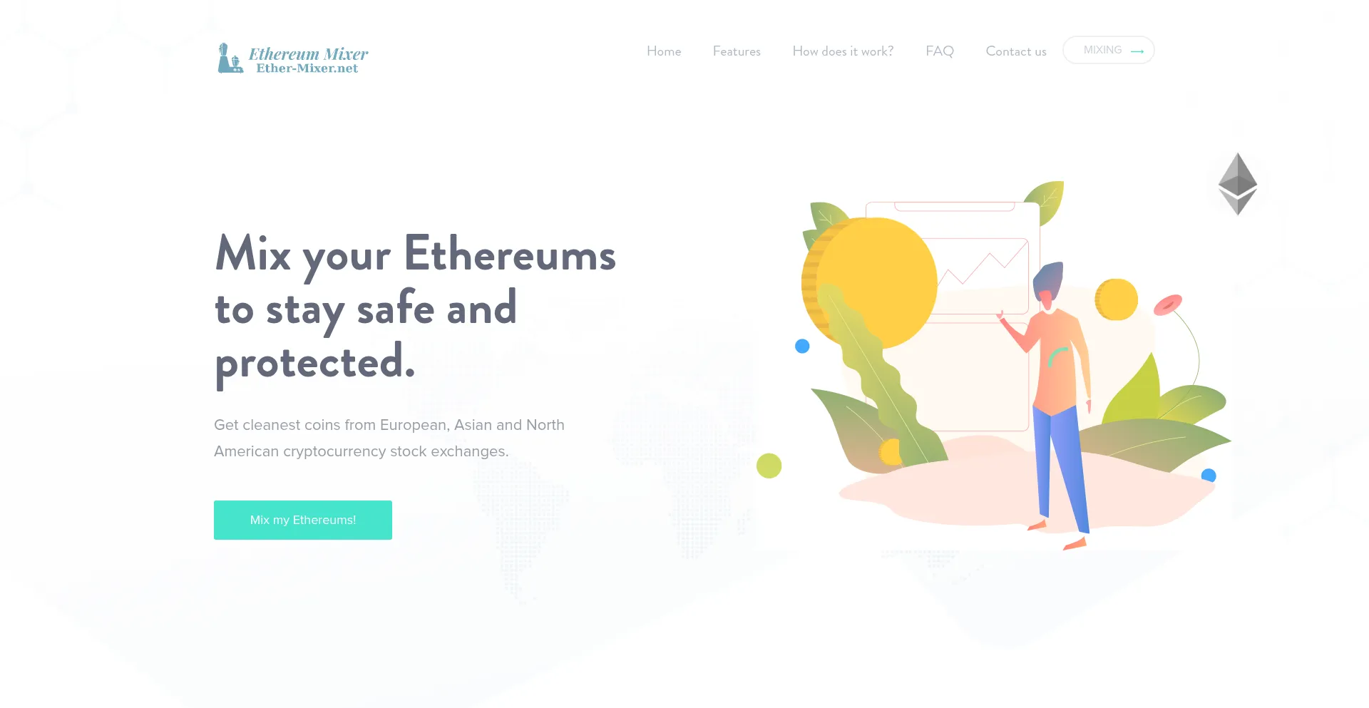 Website screenshot of Ether-mixer.net