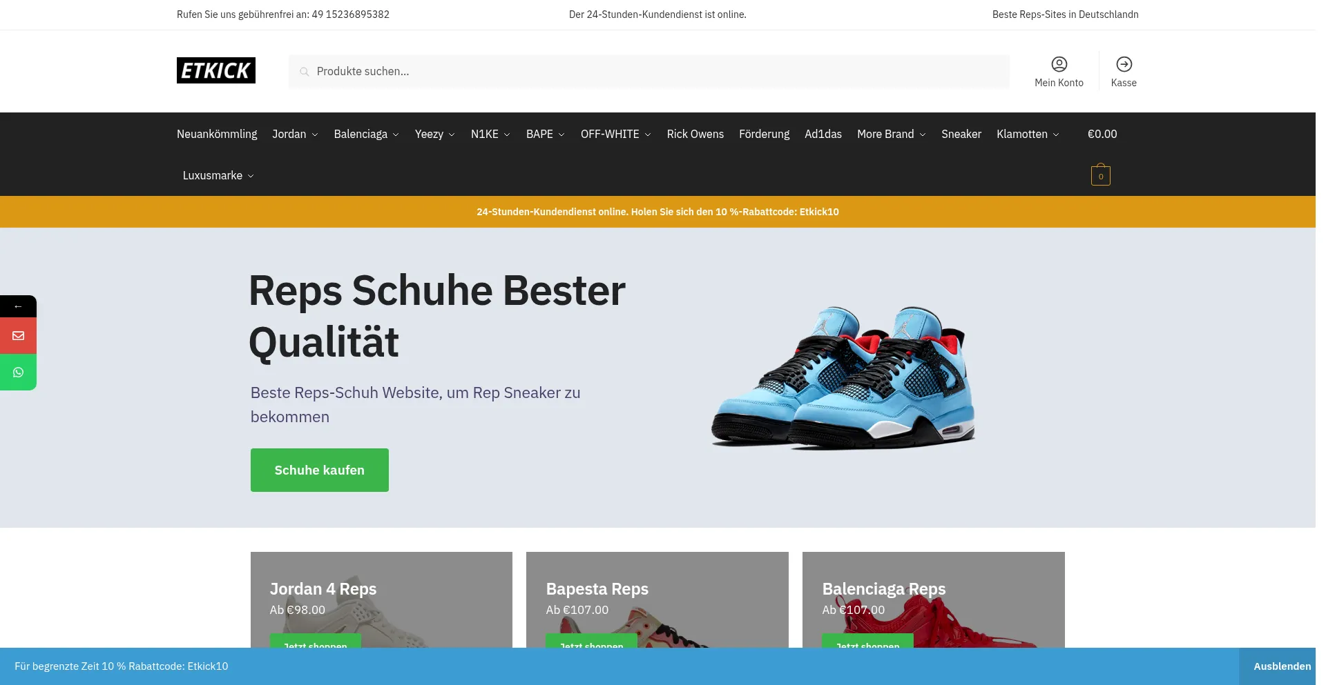 Website screenshot of Etkick.de