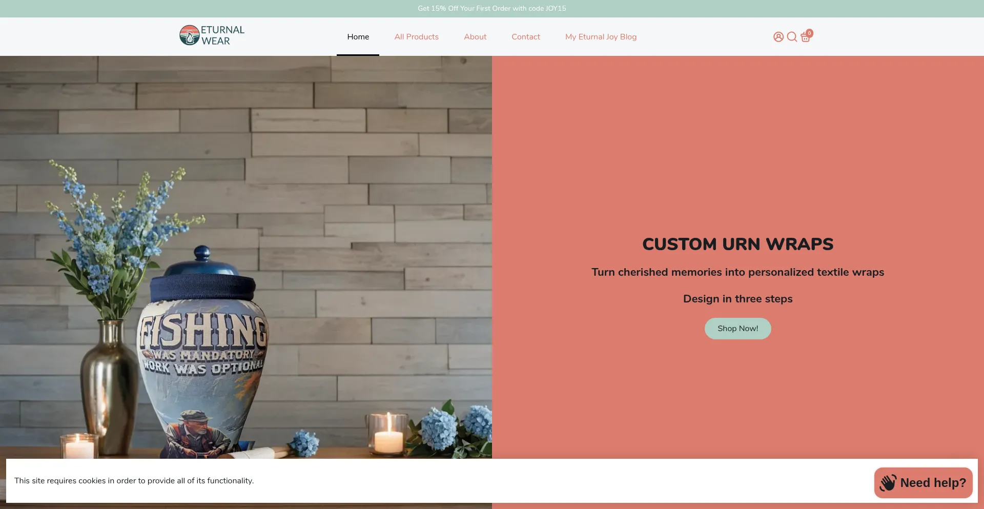 Website screenshot of Eturnalwear.com