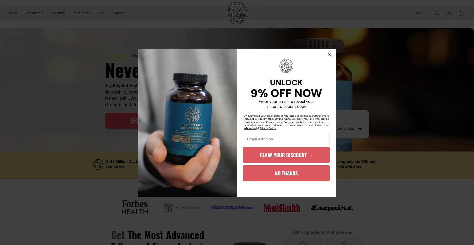 Website screenshot of Eu.beyondalpha.co