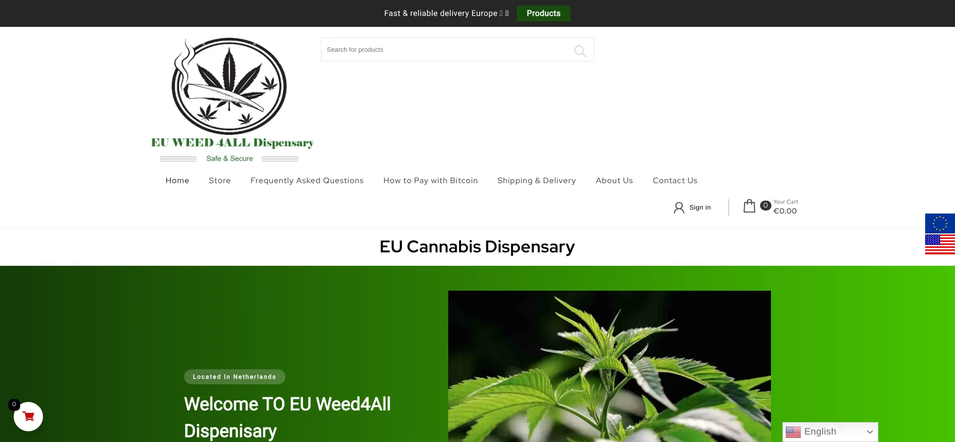 Website screenshot of Eu-weed4all.com