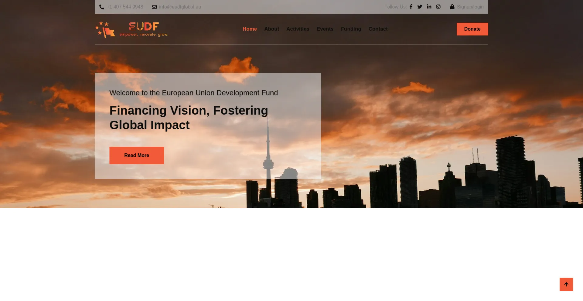 Website screenshot of Eudfglobal.eu