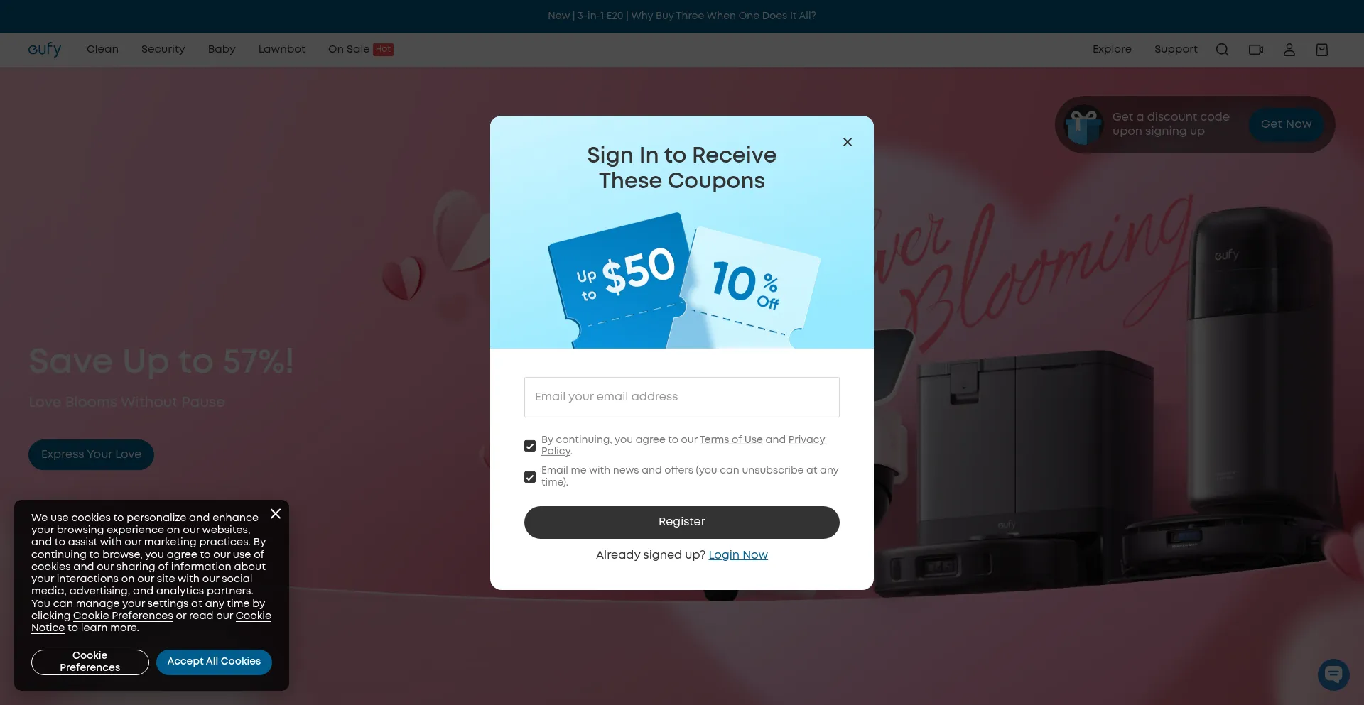 Website screenshot of Eufy.com
