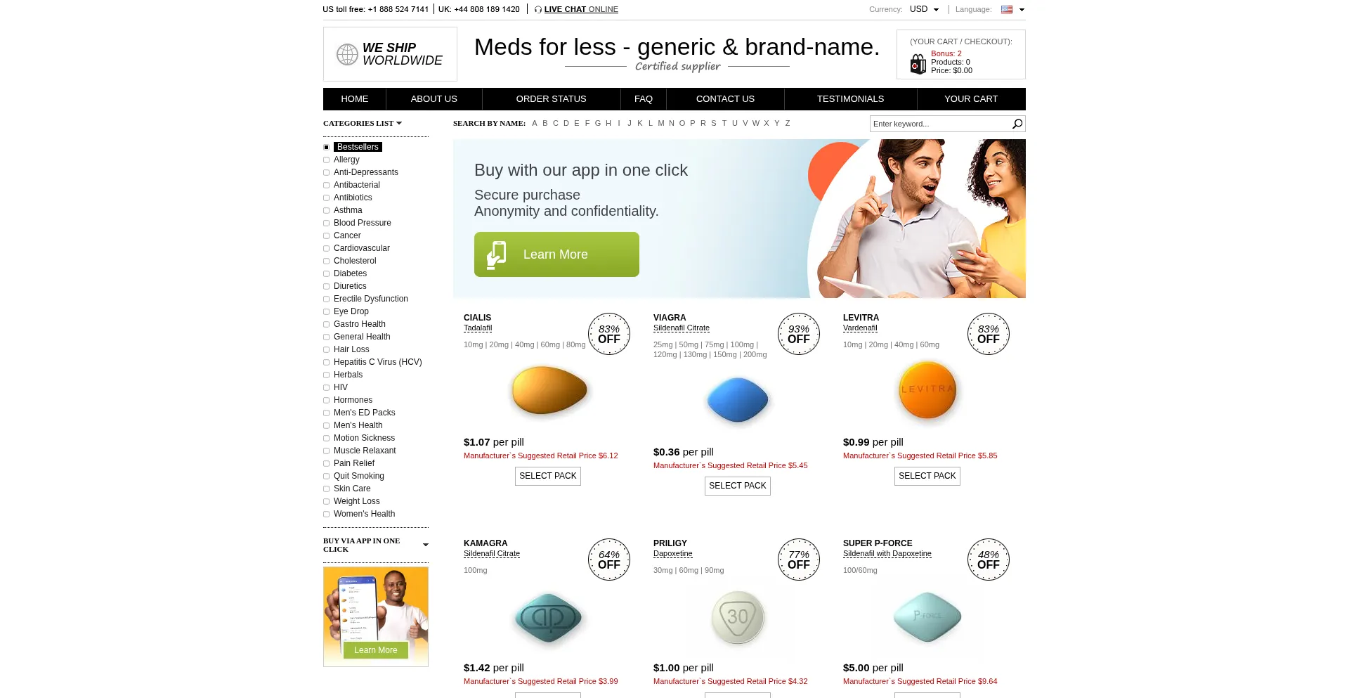 Website screenshot of Eumedicines.com
