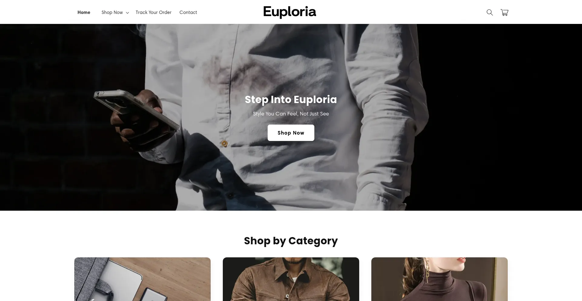 Website screenshot of Euploria.com