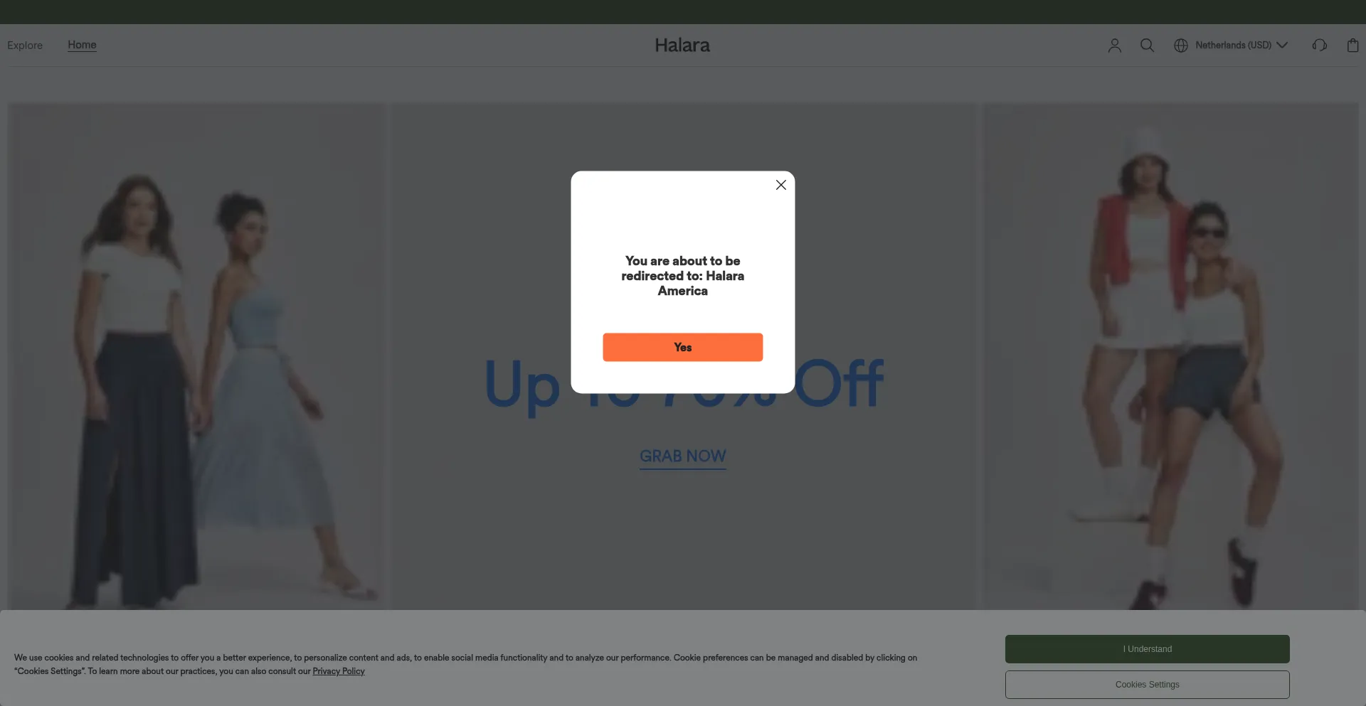 Website screenshot of Eur.thehalara.com
