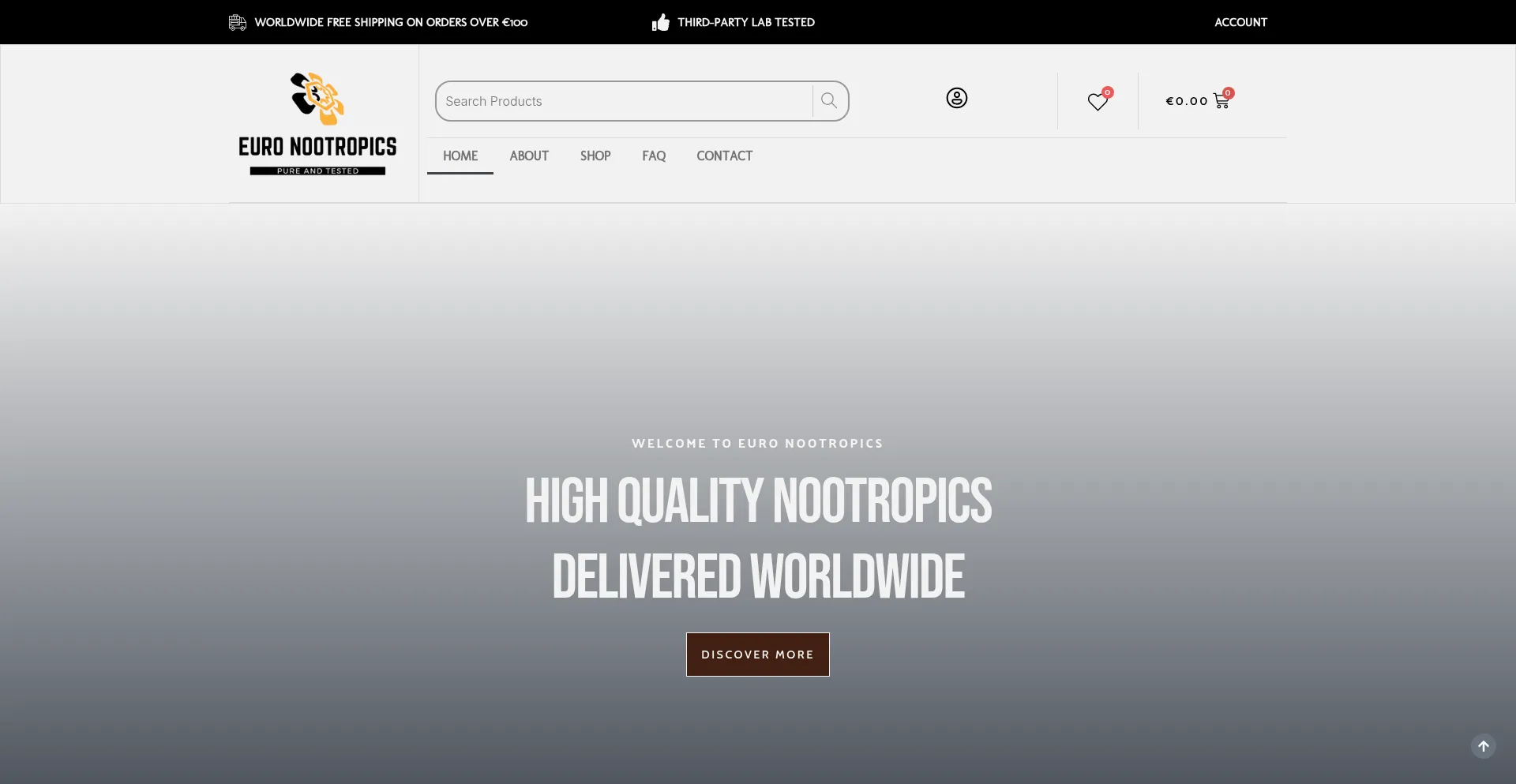 Website screenshot of Euro-nootropics.com