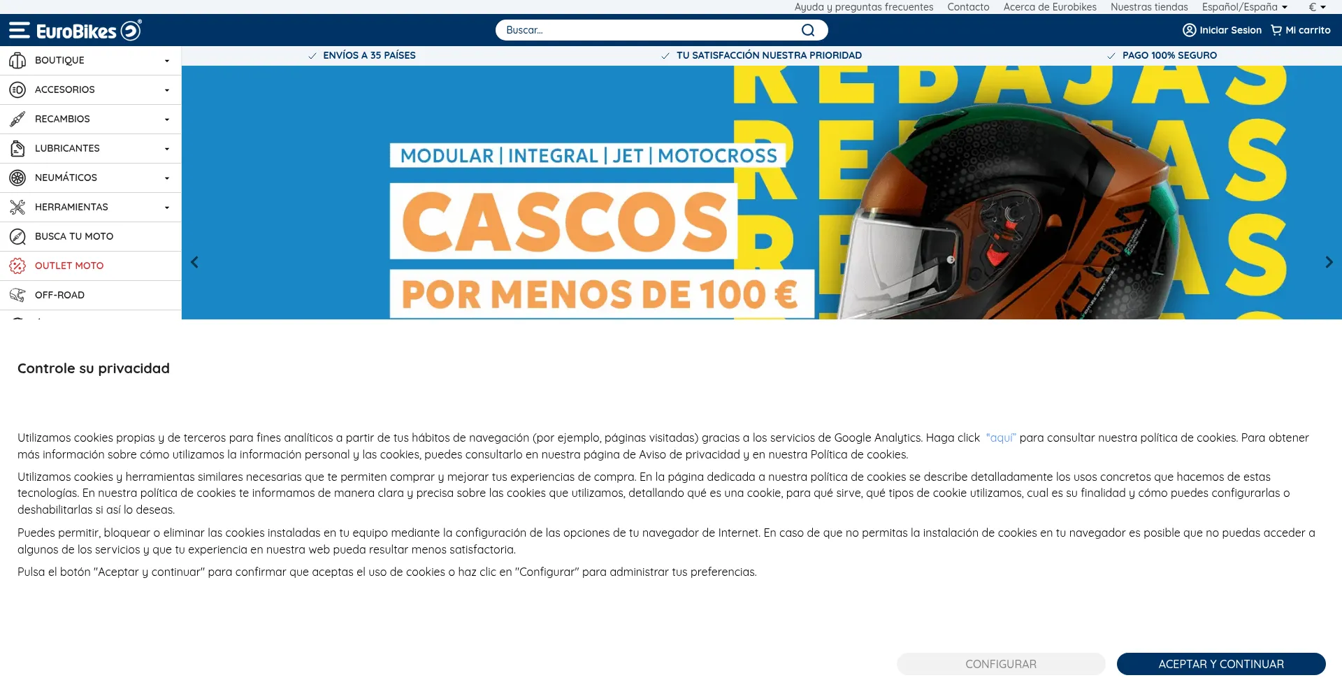 Website screenshot of Eurobikes.com